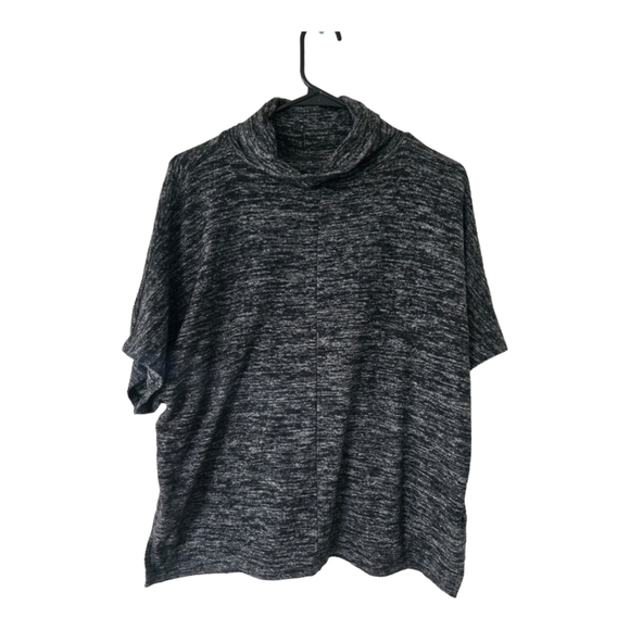 Banana Republic Sweater Women's XS Black Gray Short Sleeve Ribbed Turtle Neck - Picture 1 of 9